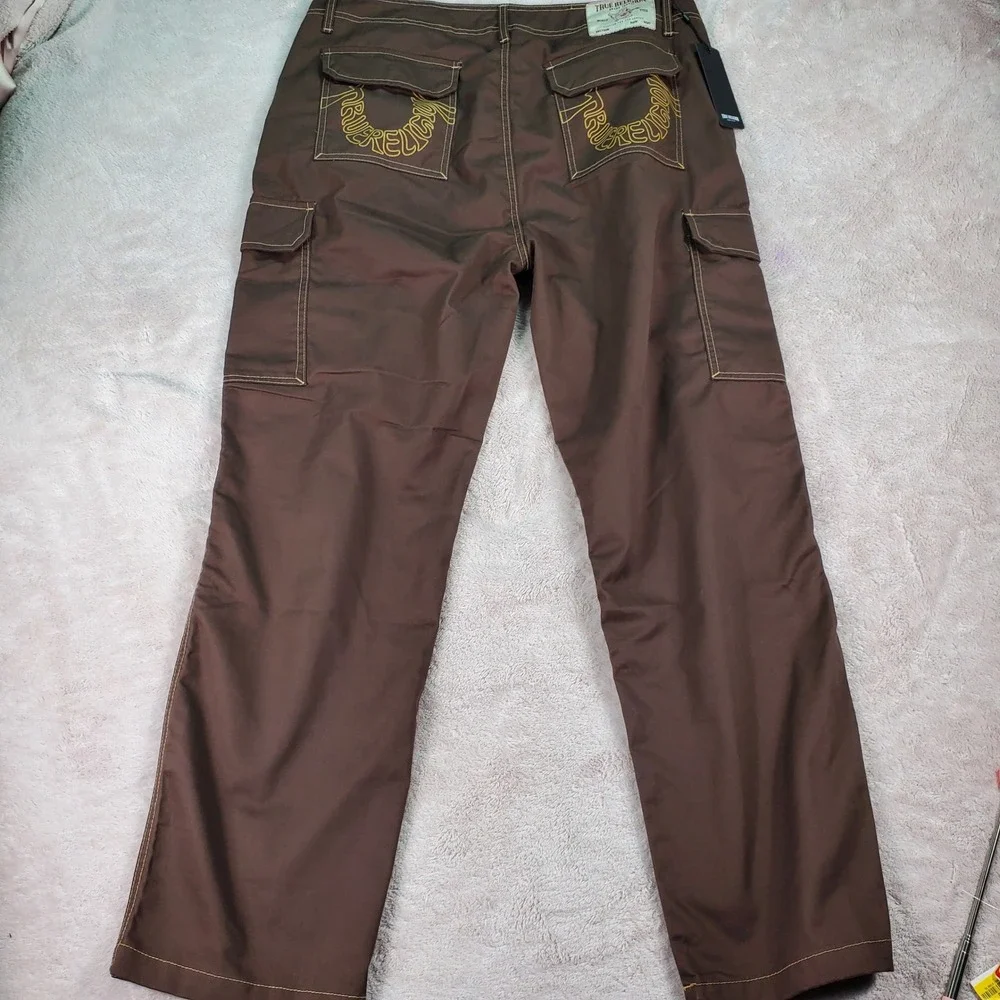 True Religion Mens Cargo SN Pant HS Outline Bracken Brown Straight Leg 36( 37)